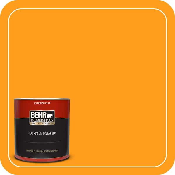 BEHR PREMIUM PLUS 1 qt. #300B-7 Goldfish Flat Exterior Paint & Primer