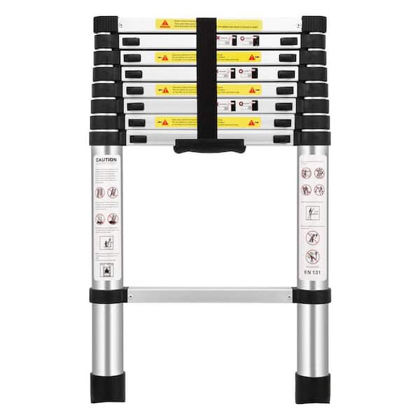 8.5 ft. Aluminum Telescoping Ladder with Anti-Slip Rubber and Stabilizer Bar