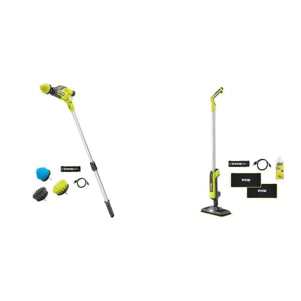 USB Lithium Power Scrubber Kit with 2Ah Battery and Cordless Agitating Spray Mop Kit with 2.0 Ah Battery