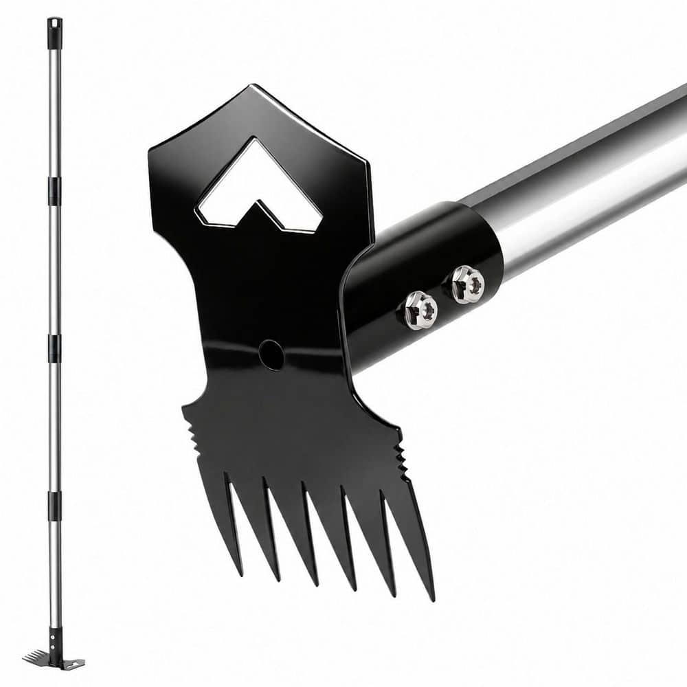 60 in. Weeder Tool with Long Handle, Dual Head Weed Rake and Hoe, Heavy Duty Steel Stand Up Lawn Garden Weeder price history on PriceWatchPro