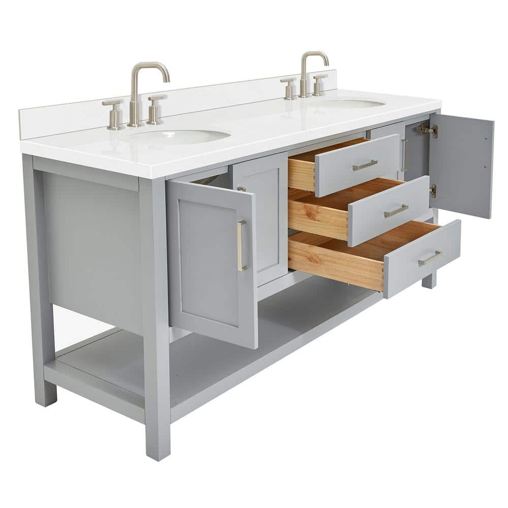 Magnolia 72" Gray Solid Wood Double Freestanding Bathroom Vanity