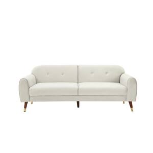75.5 in. W Round Arms Microfiber 2-Seater Straight Sofa in Beige