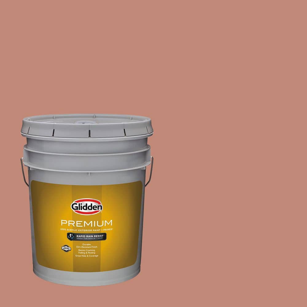 Glidden Premium 5 gal. PPG1066-5 Copper Trail Satin Exterior Latex