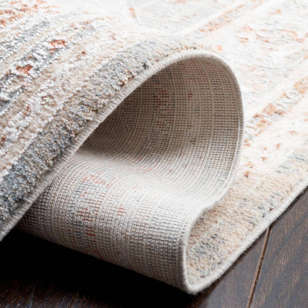 Lustrous Blue & Beige Round Viscose Area Rug, 6'7"