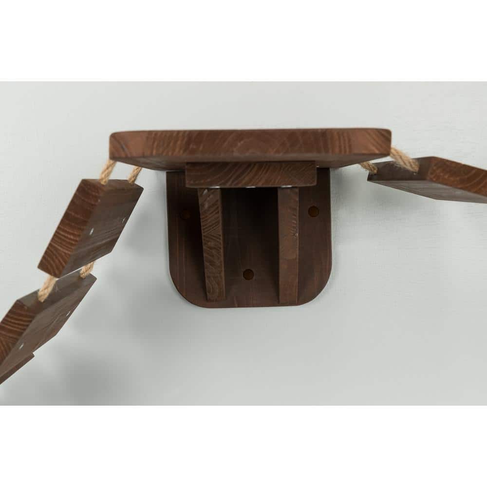 Espresso Brown Wall Mounted Cat Bridge with Sisal Platforms