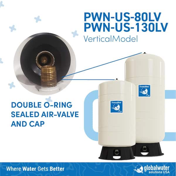 Global Water Solutions PressureWave 34.34 Gal Pre-Charged Vertical Pressure Well Tank