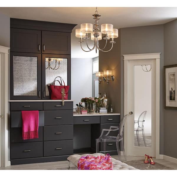 Progress Lighting Marche Collection 5-Light Polished Nickel Grey Mylar Shade Luxe Chandelier Light