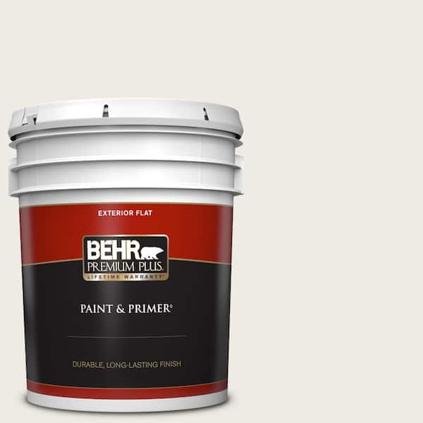 BEHR PREMIUM PLUS 5 gal. #PPU7-12 Silky White Flat Exterior Paint & Primer