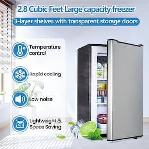 2.8 cu. ft. Manual Defrost Upright Freezer in Silver with R600a Refrigerant