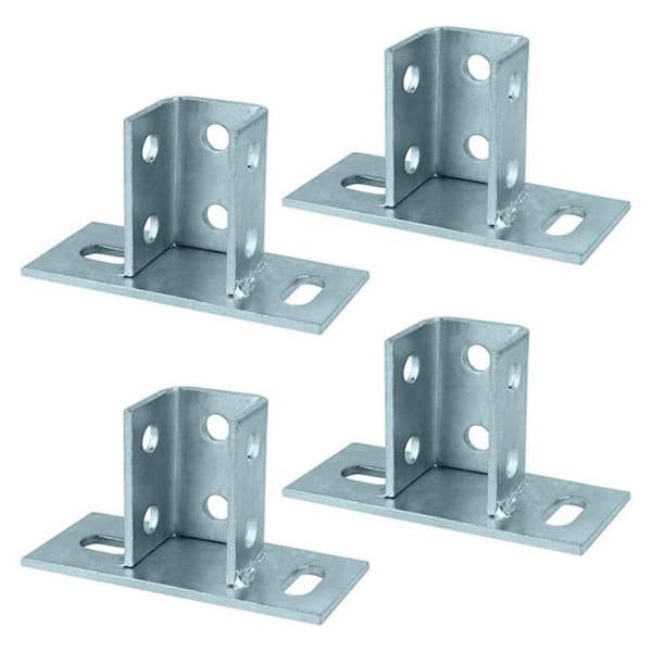 6 in. x 2-1/4 in. Base, 1-1/2" x 1-3/4" Post, 3" Height, 3/16" Thick, 2 Slot U Post Base for Ground Floors Mount, 4-Pack