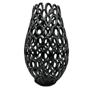 16 in. Rosebud Aluminum Vase in Black
