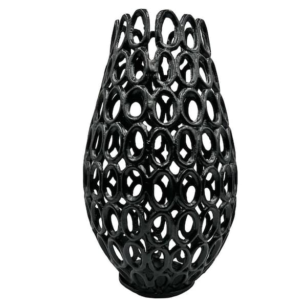 castellousa 16 in. Rosebud Aluminum Vase in Black