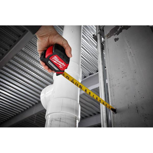 Milwaukee 4822042548225210 25 ft. x 1.2 in. Compact Wide Blade Tape Measure with 12 ft. Standout and Torpedo Level