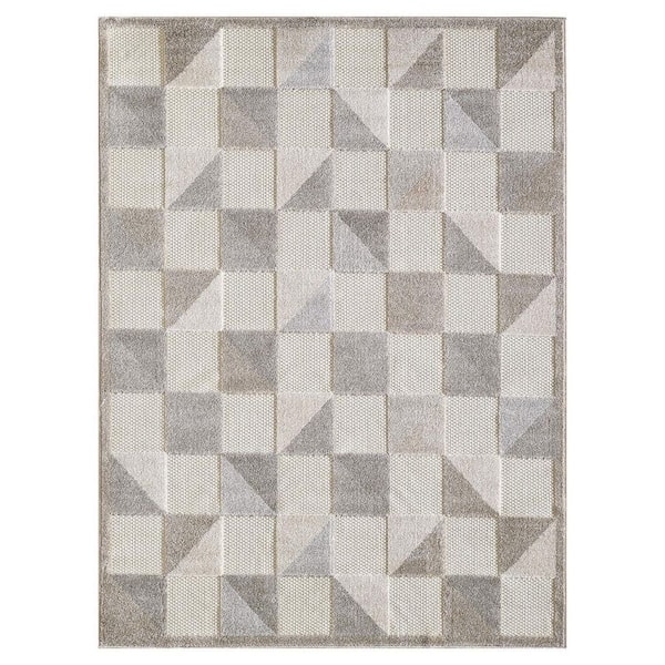 Gray 2 ft. x 4 ft. Woven Polypropylene Rectangle Indoor/Outdoor Area Rug