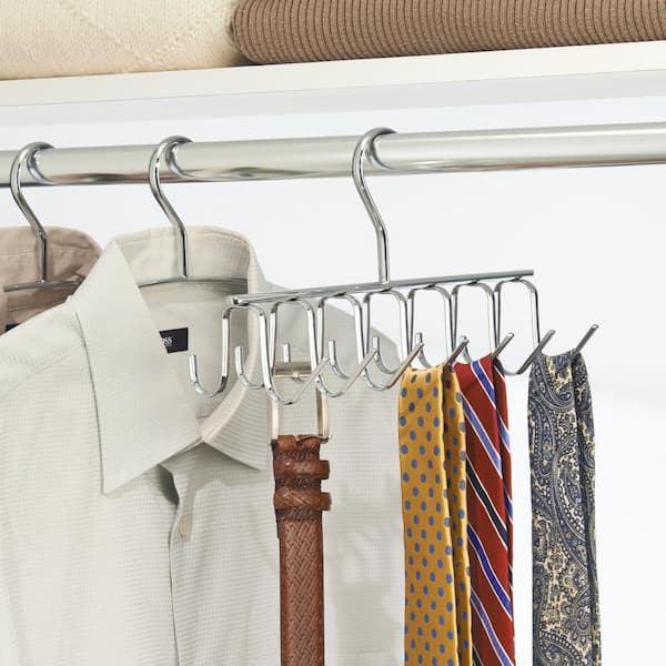 Axis Closet Storage Organizer Rack for Ties and Belts Chrome 
