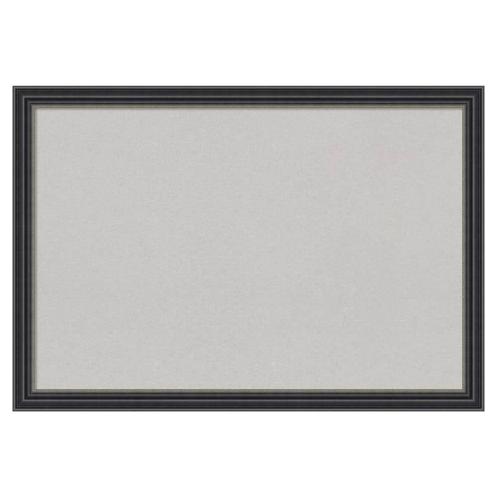 Amanti Art Stylish Black Wood Framed Grey Corkboard 26 in. x 18 in ...