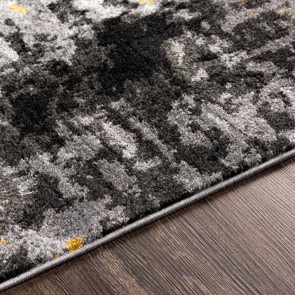 Gray Abstract Rectangular Low Pile Synthetic Rug 7'11" x 10'