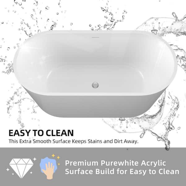 sa_a_na.29 Zeafive Ane 59 in. x 29.5 in. Free Standing Soaking Tub Flatbottom