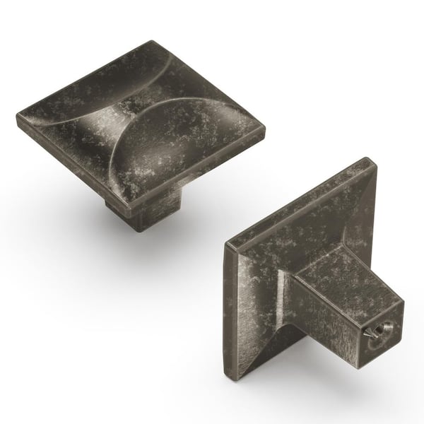Crest Collection Knob 1-1/4 in. Square Black Nickel Vibed Finish