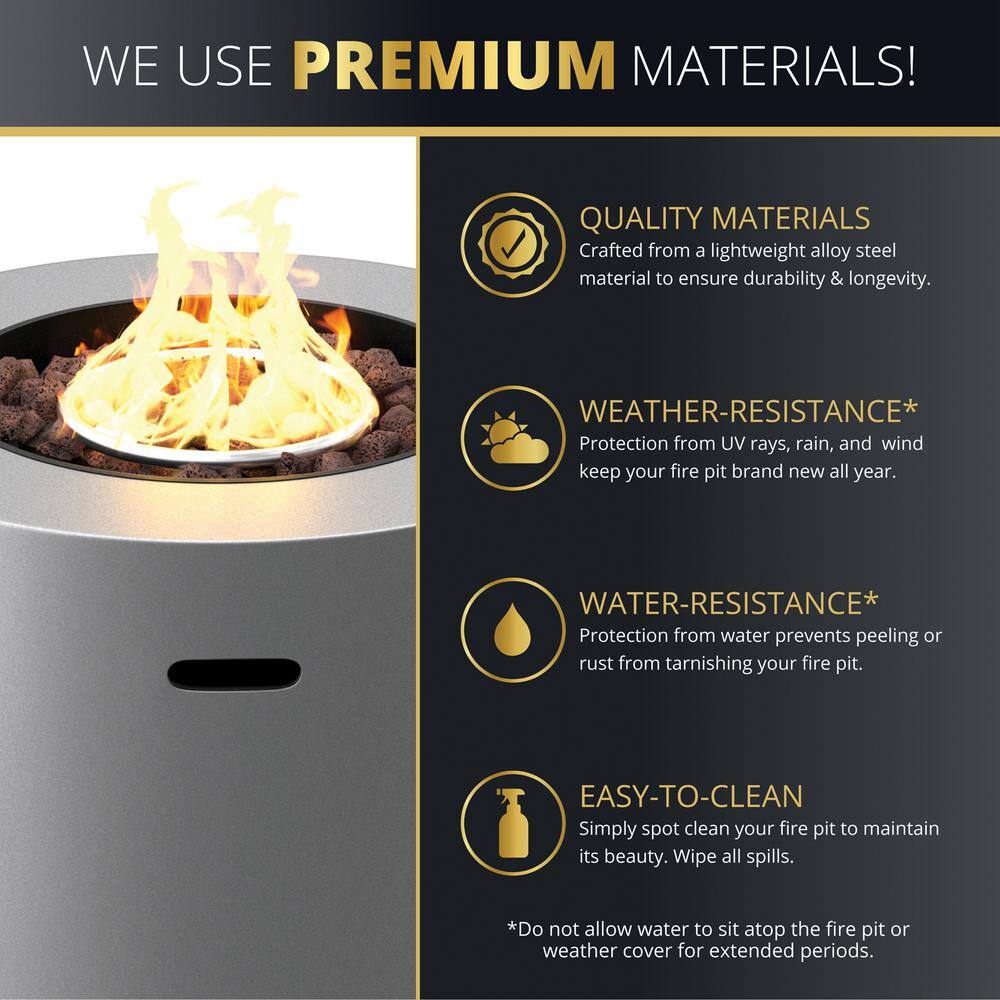 Loren 32-Inch Round Gray Concrete Propane Fire Pit Table