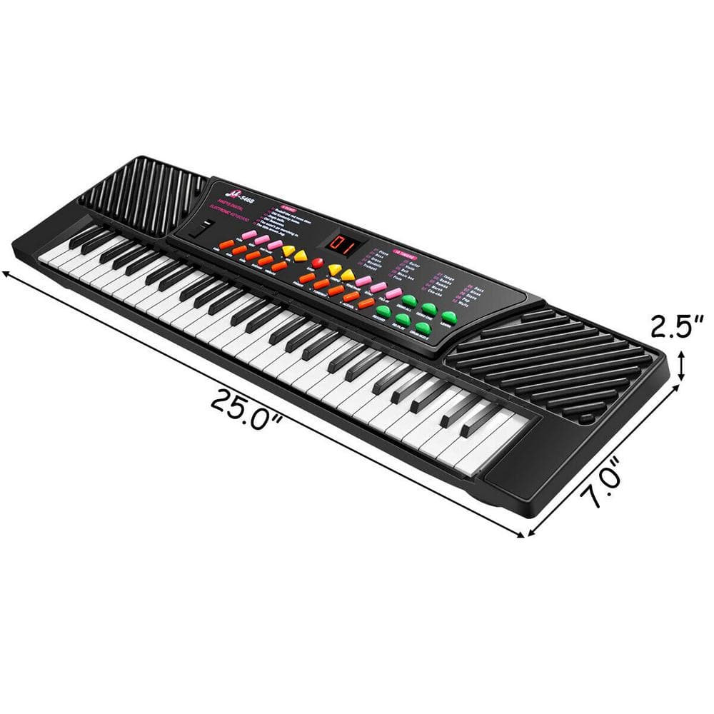 54-Key Black and White Electronic Keyboard with Microphone