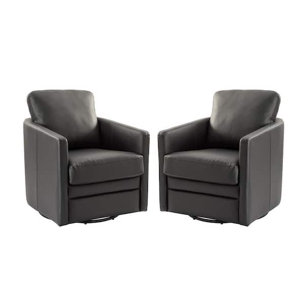 ARTFUL LIVING DESIGN Rosario Black Vegan Leather Swivel Accent Chair