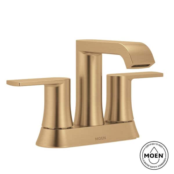 Genta 4 in. Centerset Double-Handle Bathroom Faucet with Drain Kit Included in Bronzed Gold