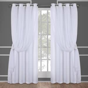 Catarina Winter White Solid Lined Room Darkening Grommet Top Curtain, 52 in. W x 84 in. L (Set of 2)
