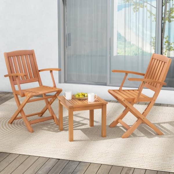 Kadehome 3-Piece Wood Outdoor Bistro Set