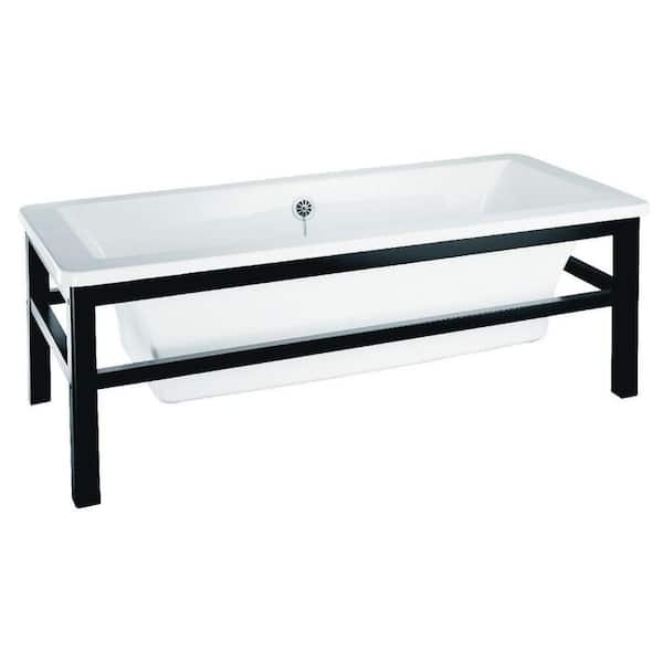 Belle Foret 5.58 ft. Acrylic Flatbottom Rectangle Contemporary Tub in White
