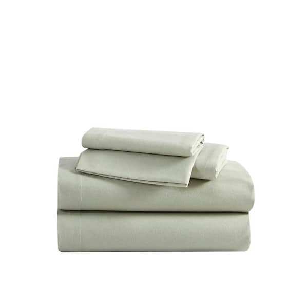 Eddie Bauer Solid 4-Piece Green Cotton Flannel Full Sheet Set