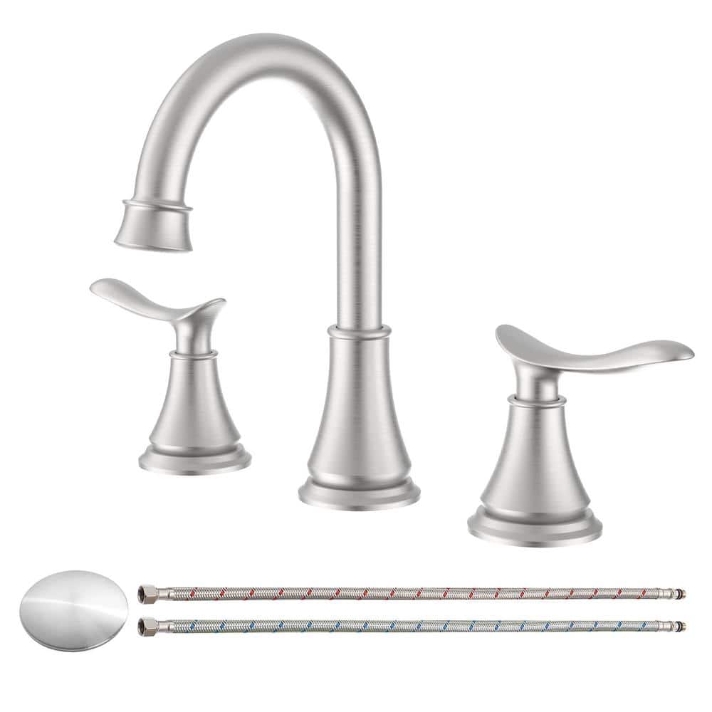 8 in. Widespread 2-Handle Bathroom Faucet With Pop-up Drain Assembly in Bru