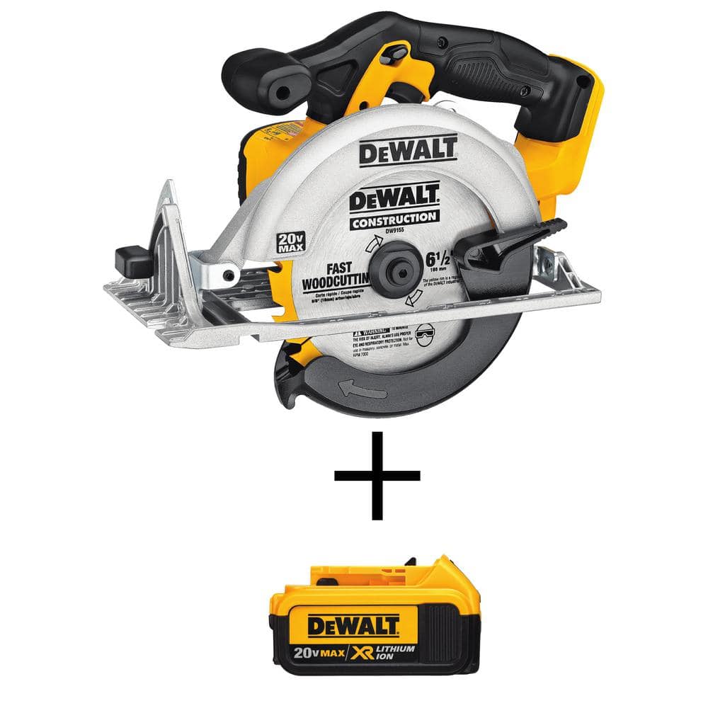 DEWALT 20V MAX Cordless 6-1/2 in. Circular Saw and (1) 20V MAX XR Premium  Lithium-Ion 4.0Ah Battery DCS391BWDCB204 The Home Depot