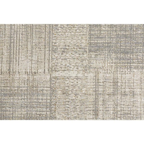 HomeRoots Gray and Ivory Abstract 2 ft. x 8 ft. Runner Rug