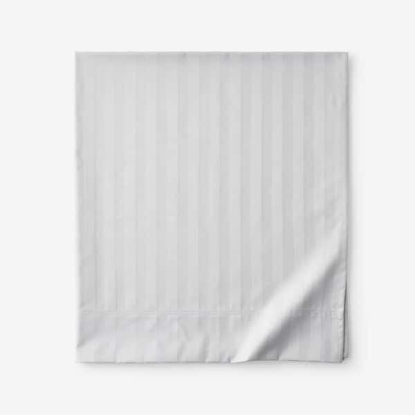 The Company Store Company Cotton Dobby Stripe Wrinkle-Free Sateen Gray Mist Cotton Twin/Twin XL Flat Sheet