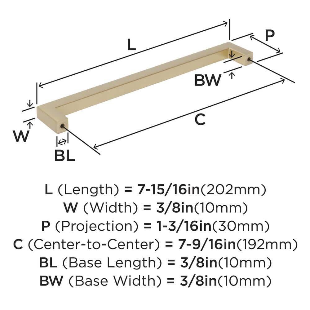Golden Champagne 7-9/16 inch Modern Cabinet Pull