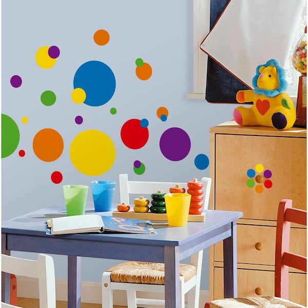 RoomMates 10 in. x 18 in. Just Dots Primary 31-Piece Peel and Stick Wall Decals