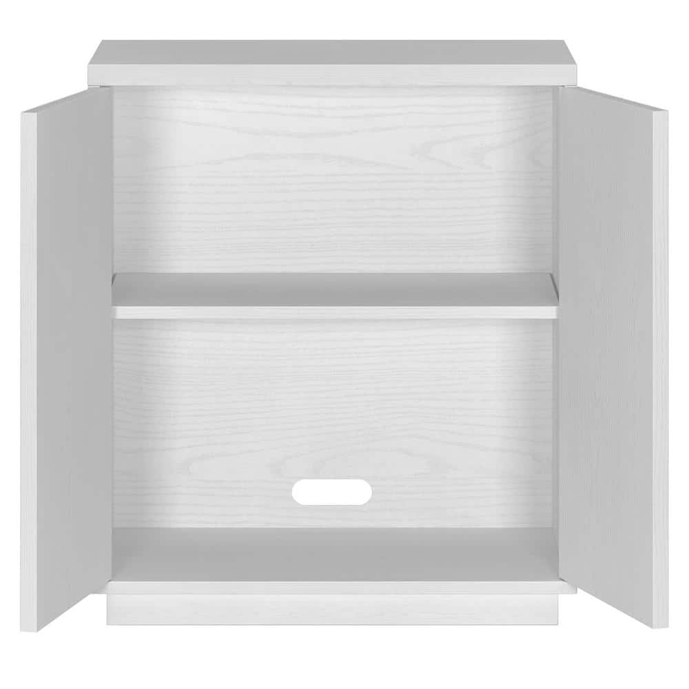 White Ridged Modern Adjustable Shelving Accent Cabinet