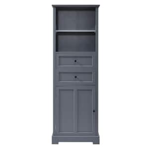 22.24 in. W x 11.81 in. D x 66.14 in. H Gray MDF Freestanding Linen Cabinet with Adjustable Shelf