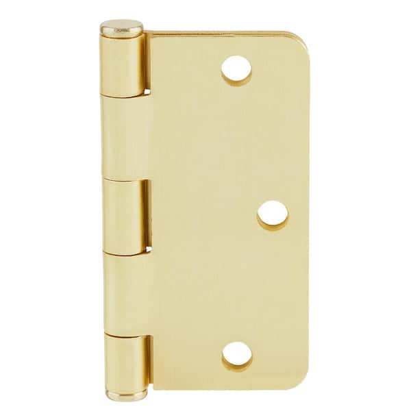 Everbilt 3-1/2 in. x 1/4 in. Radius Satin Brass Squeak-Free Door