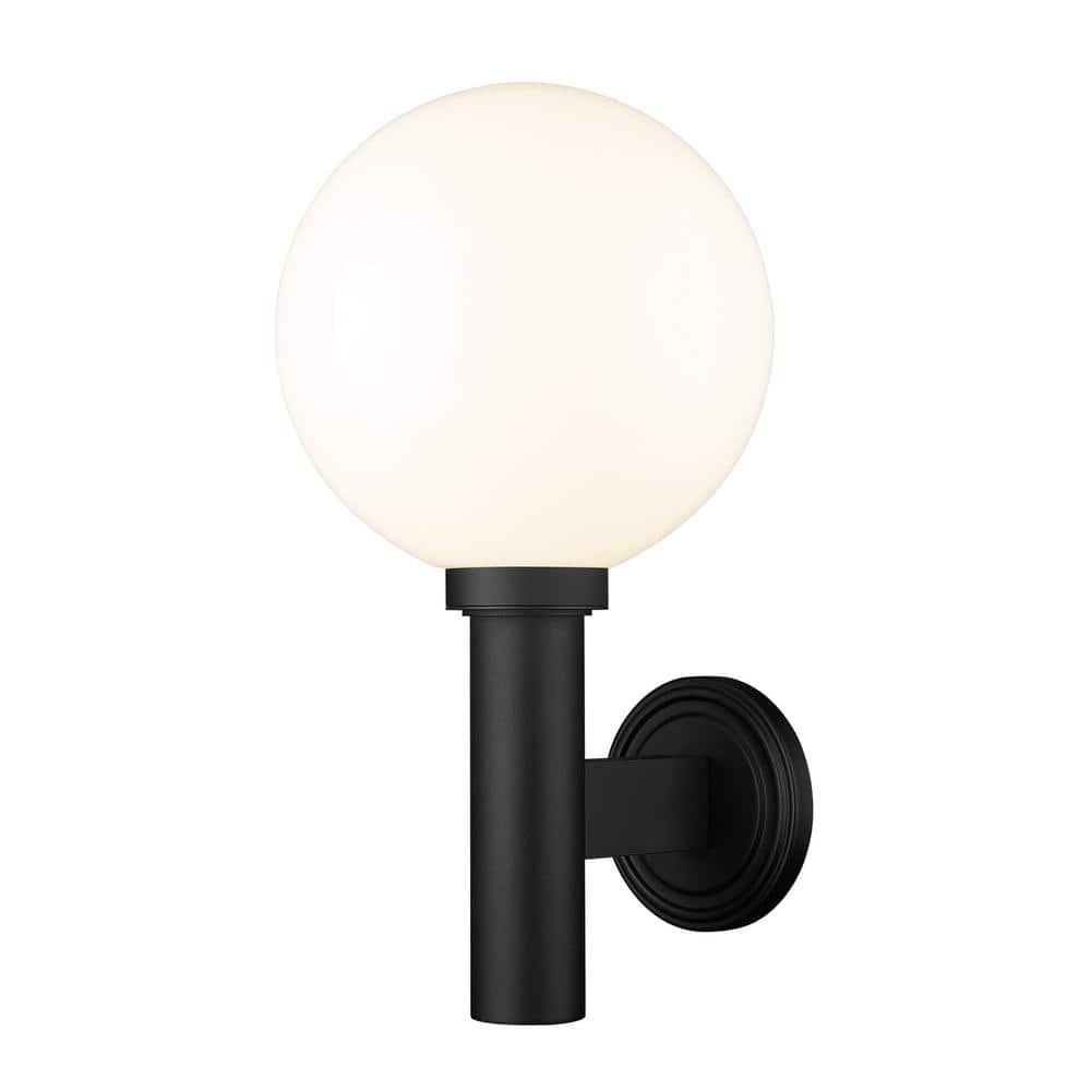Laurent 1-Light Black Hardwired Cylinder Outdoor Wall Sconce