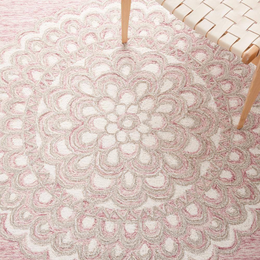 Ivory Floral Hand-Tufted Wool Rug 4' x 6' - Non-Slip Rectangular Design
