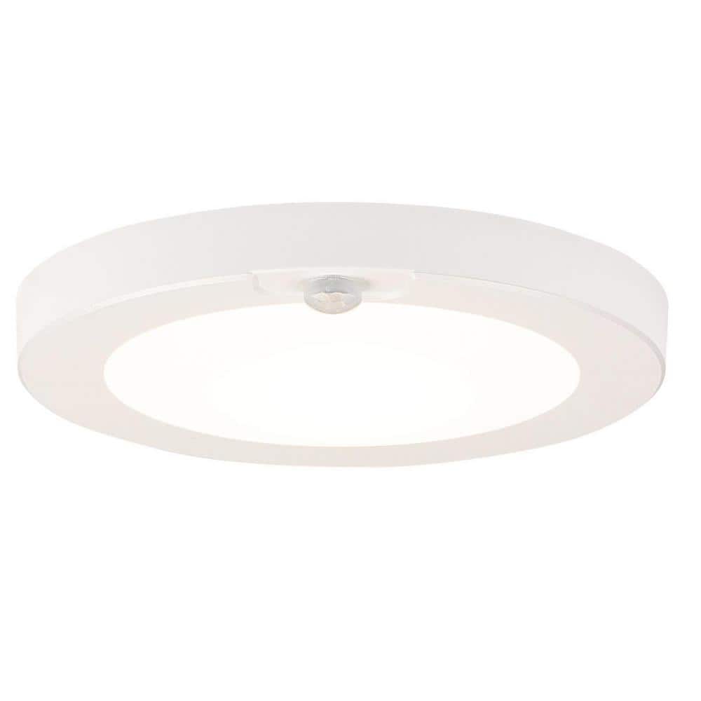 White Glass LED Flush Mount Ceiling Light with Motion Sensor