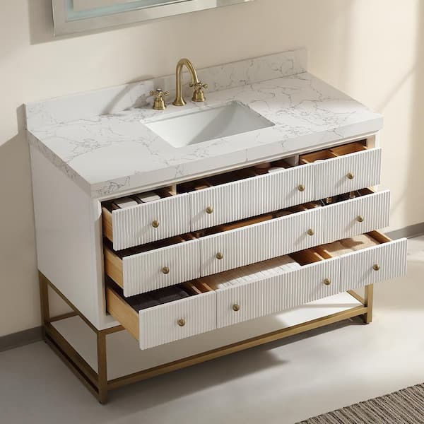 Wilton 48 in. Single Sink Freestanding White Bath Vanity with White Cultured Marble Top Assembled