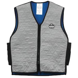 Chill-Its 6665 Unisex Medium Gray Evaporative Cooling Vest with Embedded Polymers, Zipper Closure