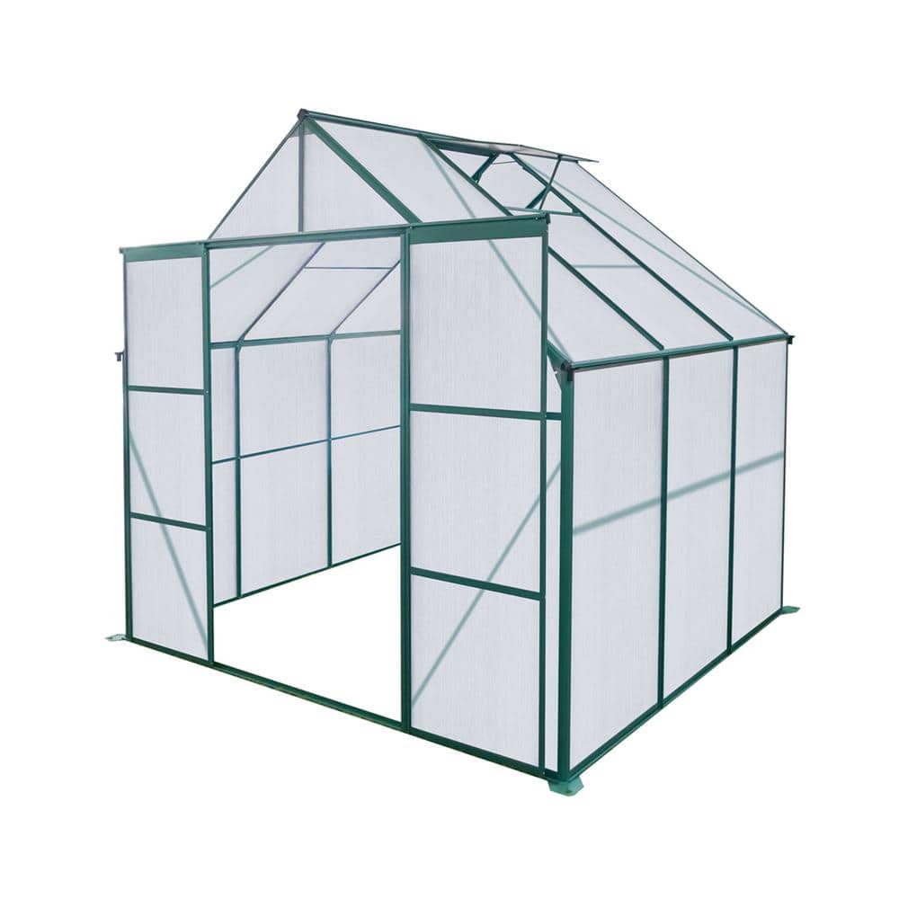 96 in. x 72 in. Greenhouse with Double Sliding Doors, Aluminum, and Base fo