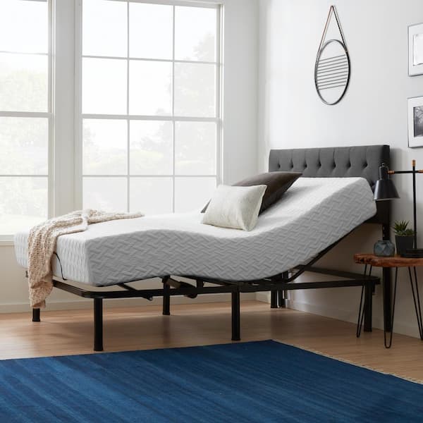 Lucid Comfort Collection Standard Adjustable Bed and 10 in. Plush Gel Memory Foam Full Mattress Set