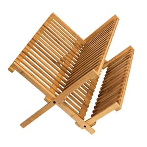 17.75 in. L x 13 in. W x 9.75 in. H Collapsible Dish Drying Rack in Bamboo