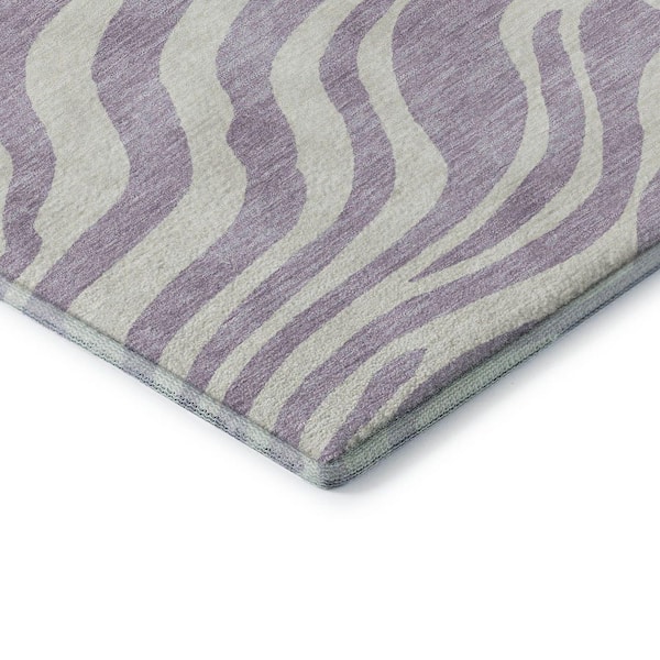 Mayfield Premium Machine Washable Abstract AMF1042 Lavender 3 ft. x 5 ft. Area Rug