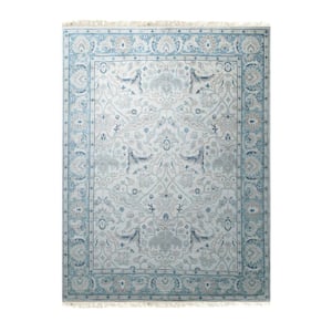 Beige 8 ft. x 10 ft. Hand-Knotted Wool Classic Floral Rug Area Rug